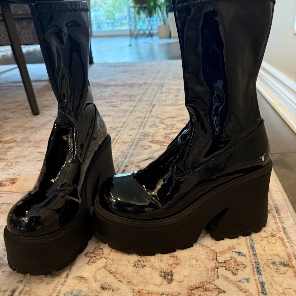 Windsor Smith Glossy Black Platform Boots